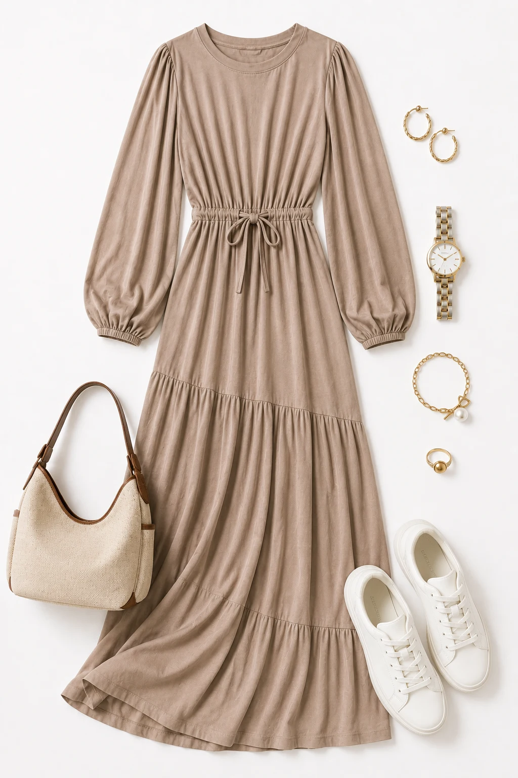 The Casual Sneakers-and-Maxi Combo — Maxi Dress with Sleeves style outfit