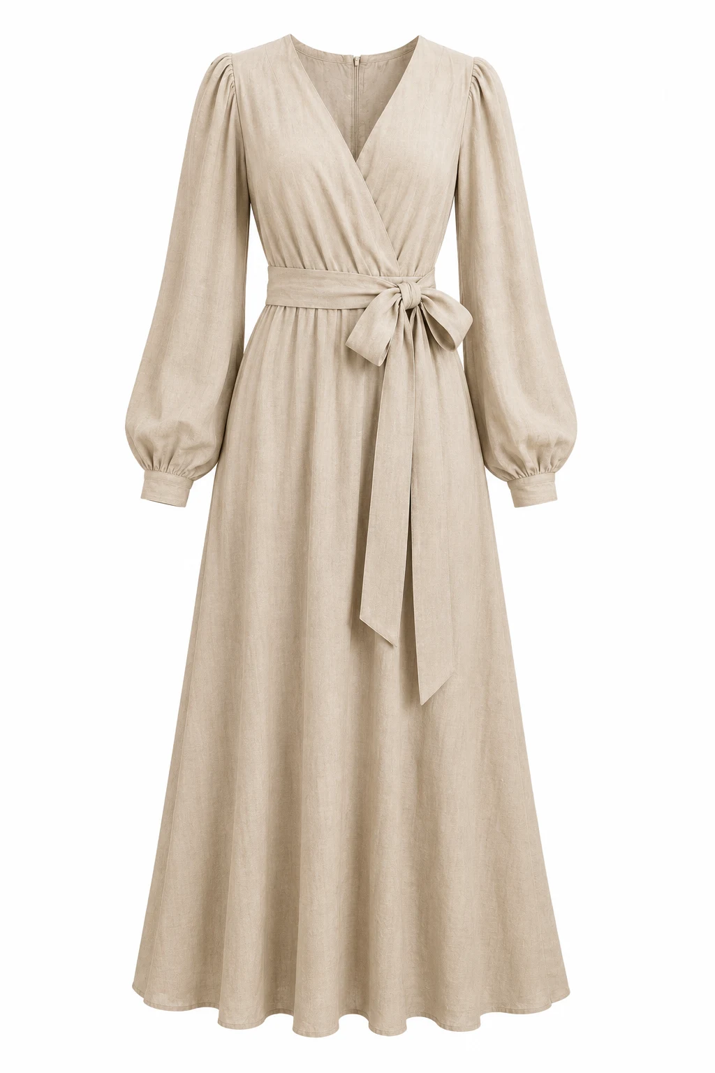 ZESICA Women's Linen Maxi Dress with Long Sleeves