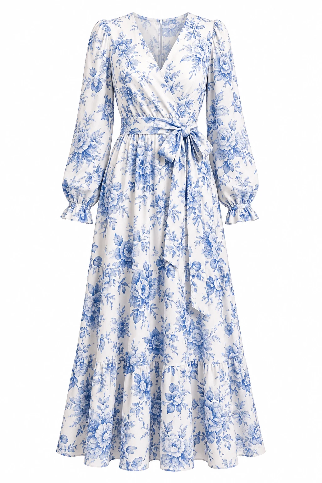 ANRABESS Women's Blue and White Floral Maxi Dress