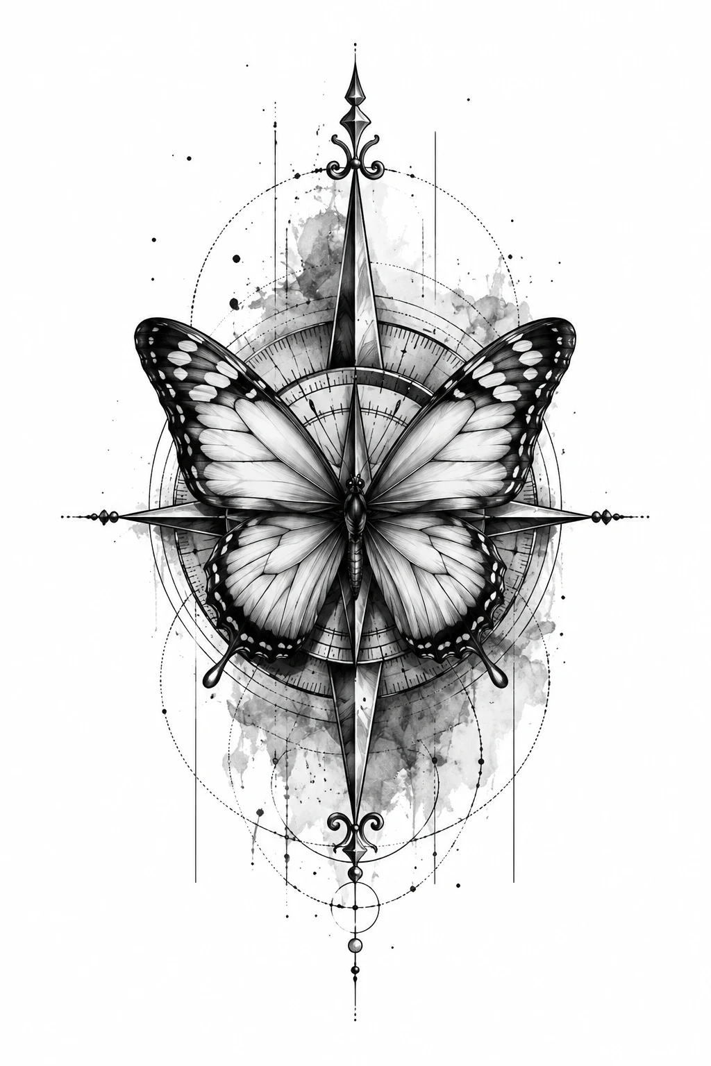 Butterfly and Compass — mens butterfly tattoo style outfit, worn by a stylish man
