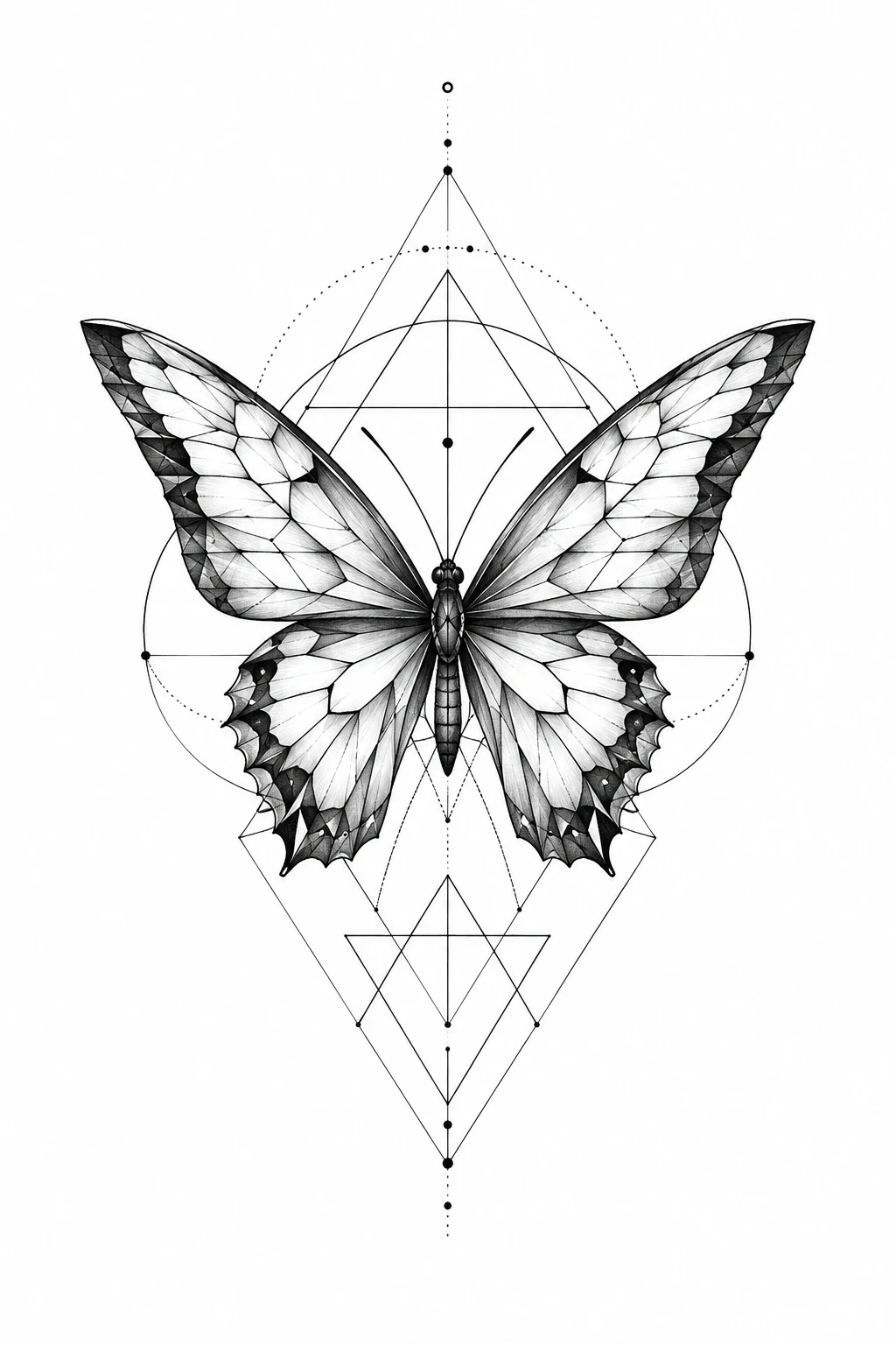 Geometric Butterfly — mens butterfly tattoo style outfit, worn by a stylish man