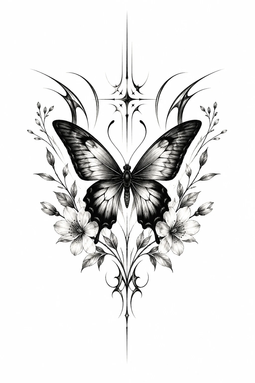 Mens Butterfly Tattoo Neck Design — mens butterfly tattoo style outfit, worn by a stylish man