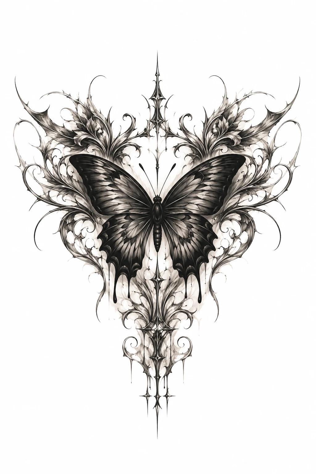 Mens Butterfly Tattoo Chest Piece — mens butterfly tattoo style outfit, worn by a stylish man