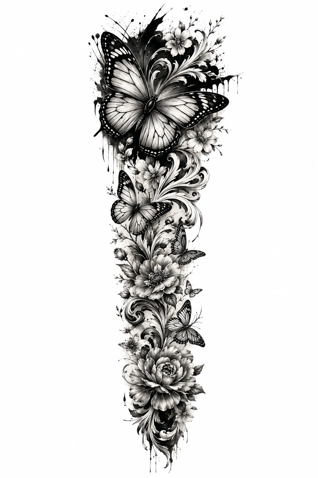 Mens Butterfly Tattoo Sleeve — mens butterfly tattoo style outfit, worn by a stylish man