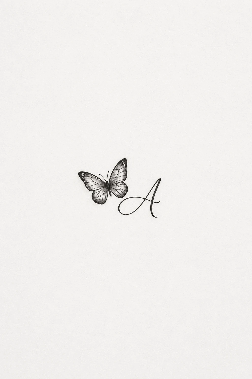 Micro Butterfly With a Single Initial — mini butterfly tattoo style outfit