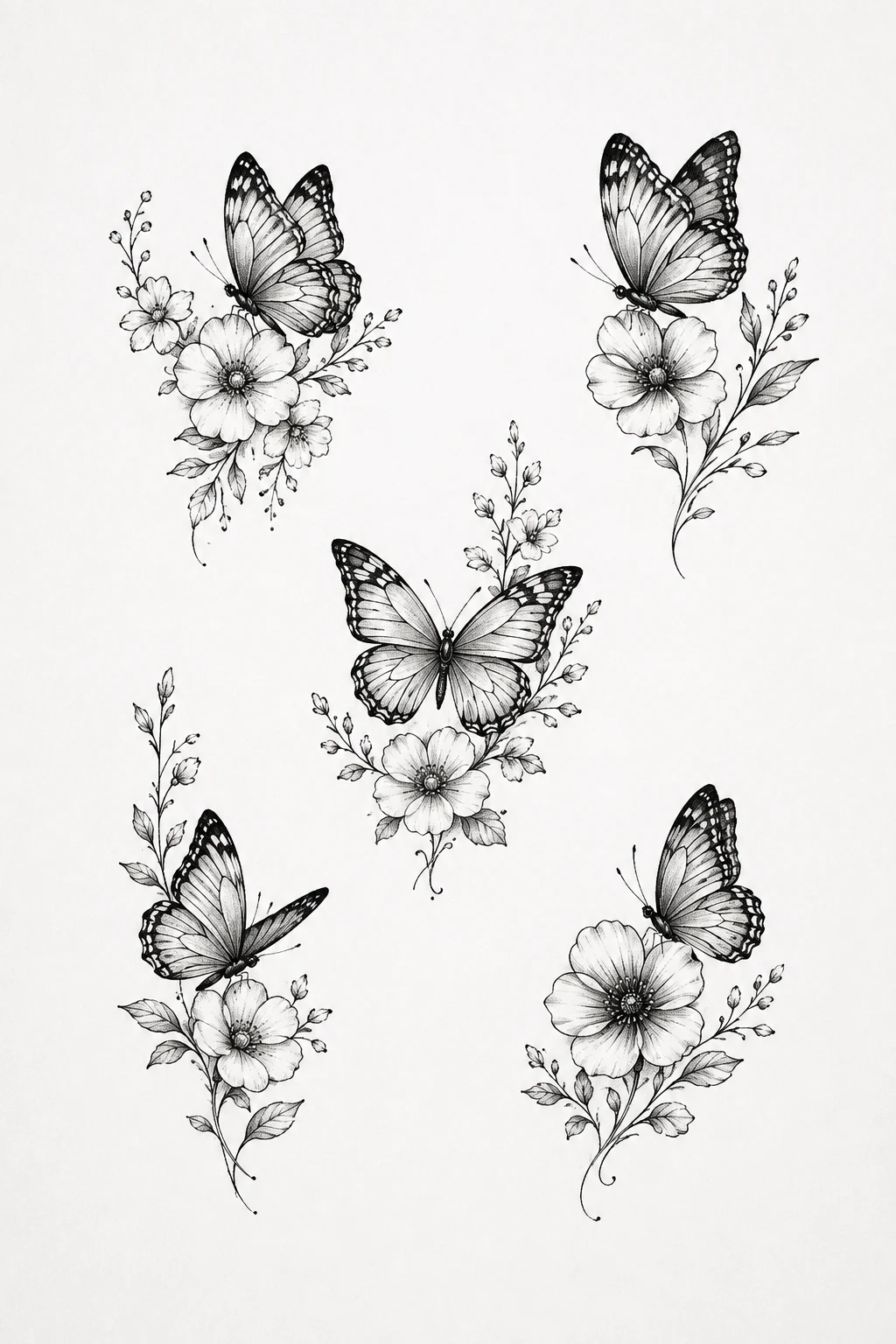 Mini Butterfly Tattoo Designs for Females With Florals — mini butterfly tattoo style outfit