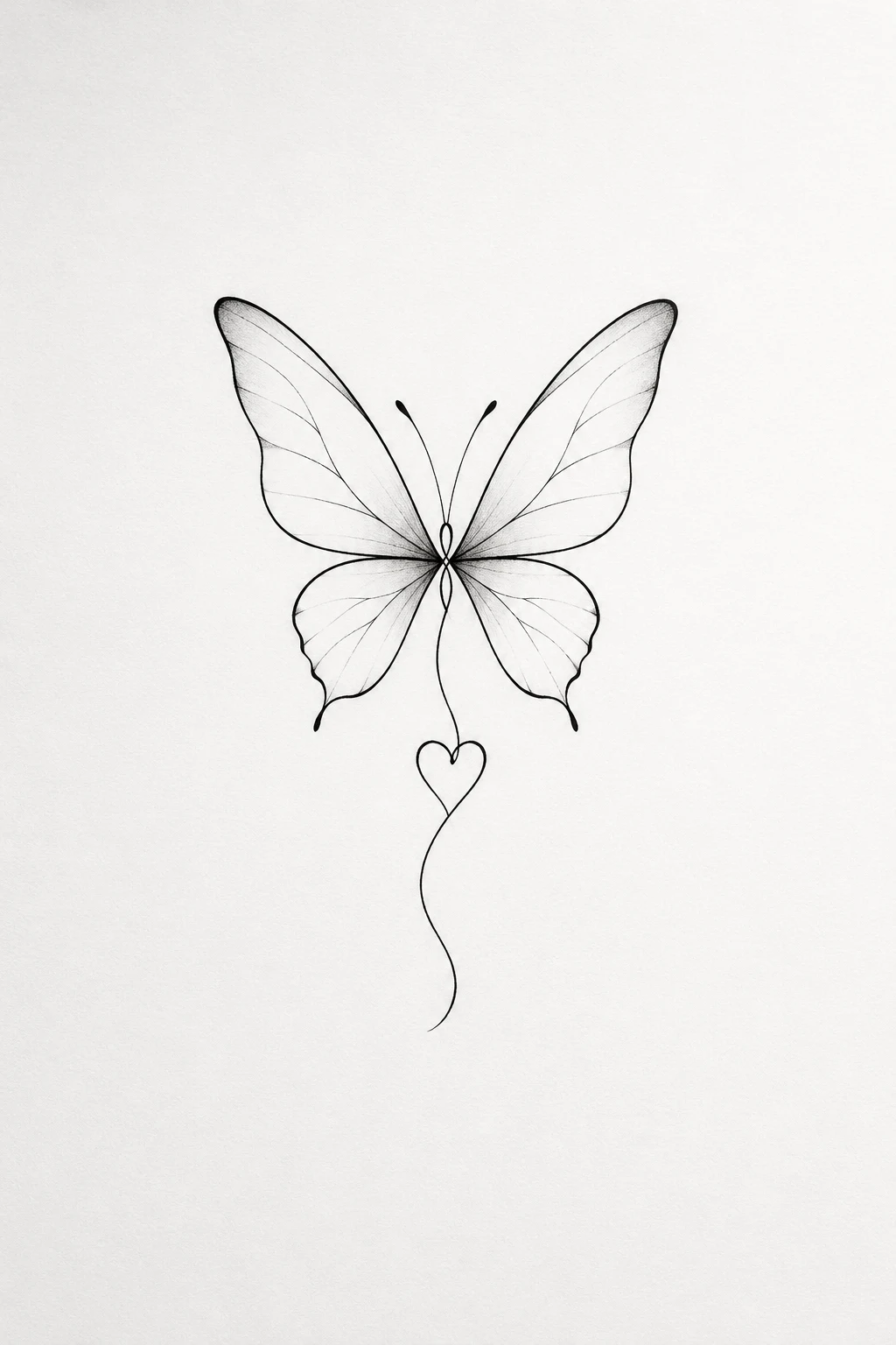 Butterfly With a Tiny Heart — minimalist butterfly tattoo style outfit