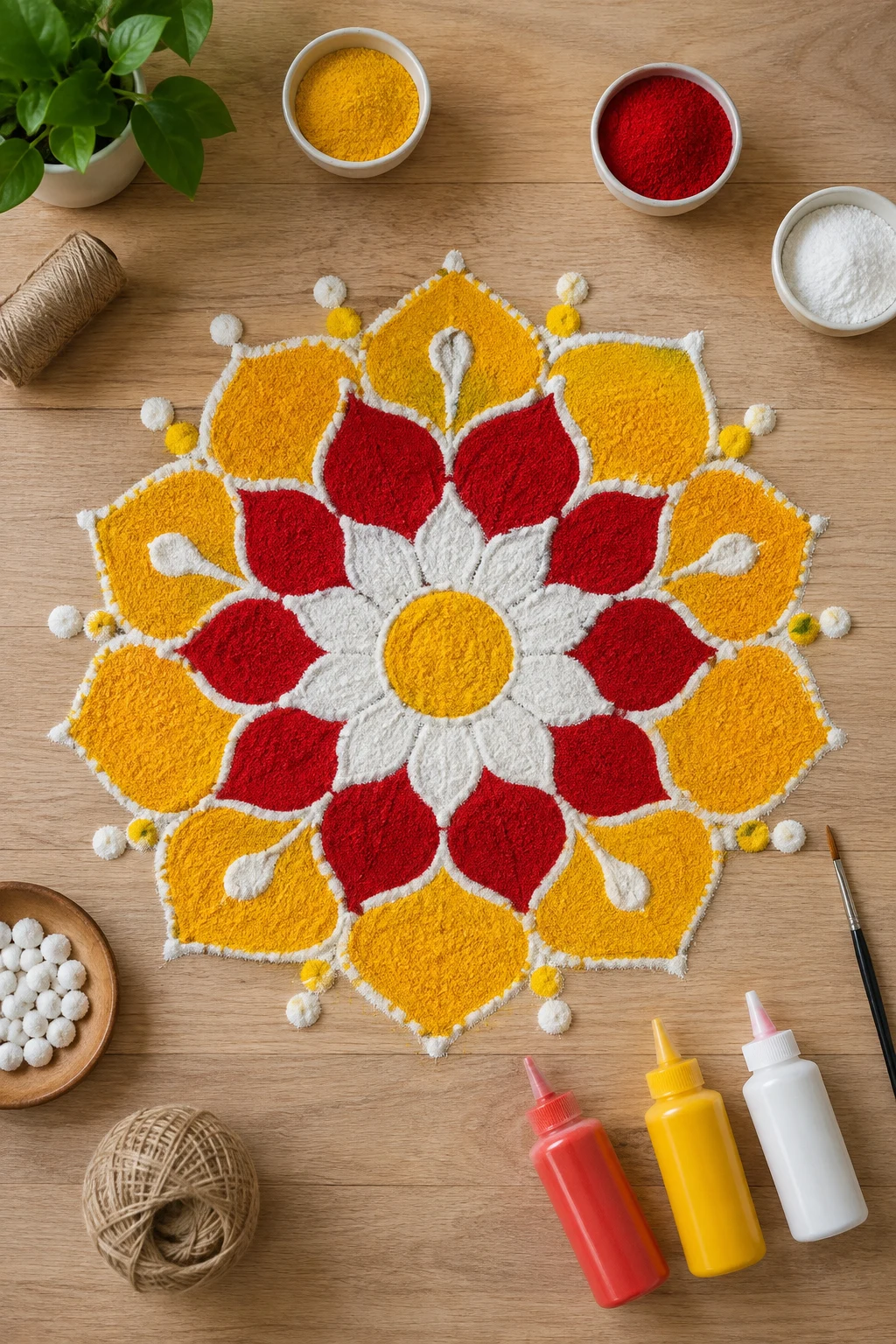 Three-Color Competition Rangoli — modern rangoli designs style outfit