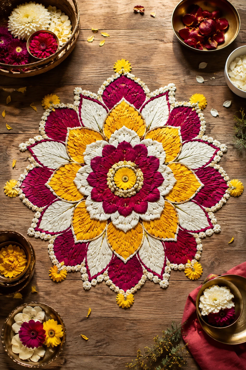 Floral Petal Rangoli — modern rangoli designs style outfit