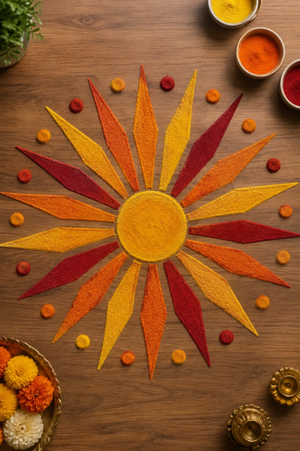 Modern Rangoli Designs With a Sunburst — modern rangoli designs style outfit