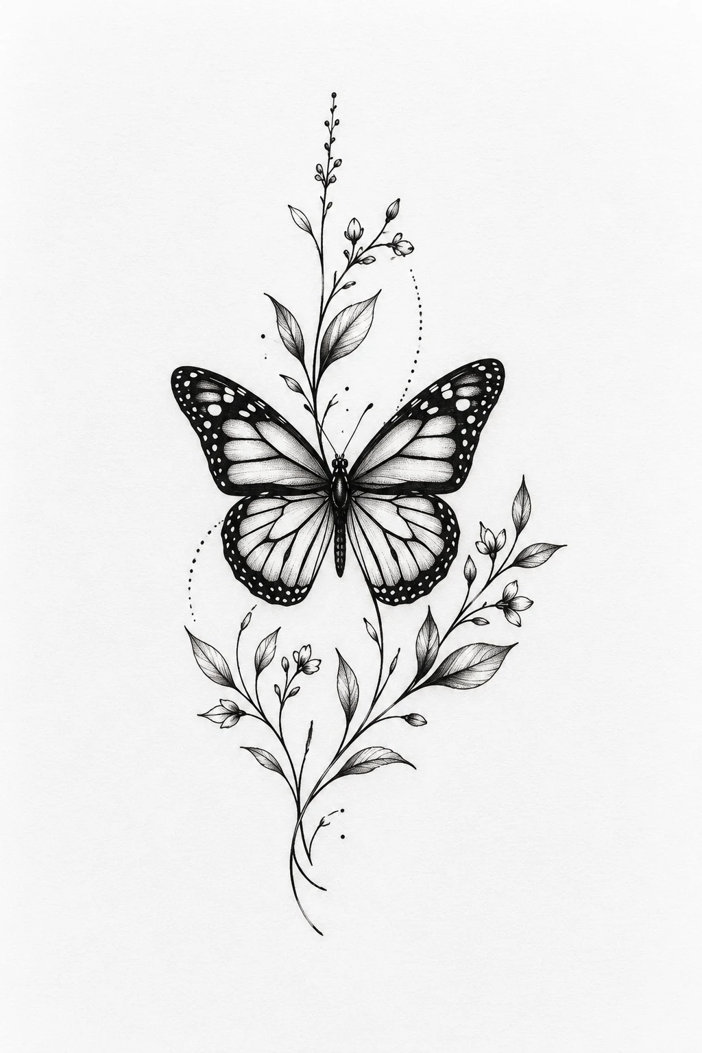 Fine-Line Monarch Butterfly Tattoo — monarch butterfly tattoo style outfit