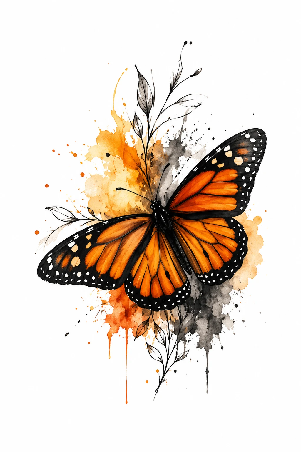 Watercolor Monarch Butterfly Tattoo — monarch butterfly tattoo style outfit