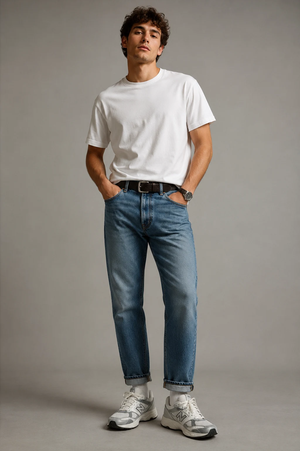 The Clean White Tee & Straight Denim Combo — new balance 9060 outfit men summer style outfit, worn by a stylish man