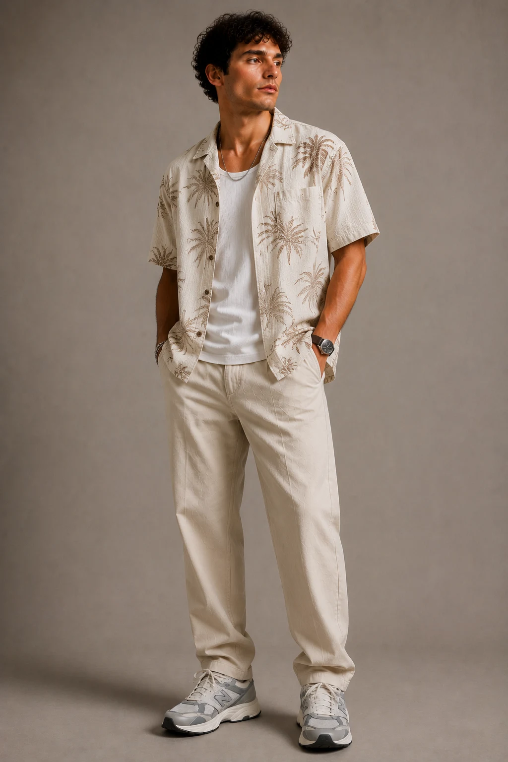 The Vacation Shirt Move — new balance 9060 outfit men summer style outfit, worn by a stylish man