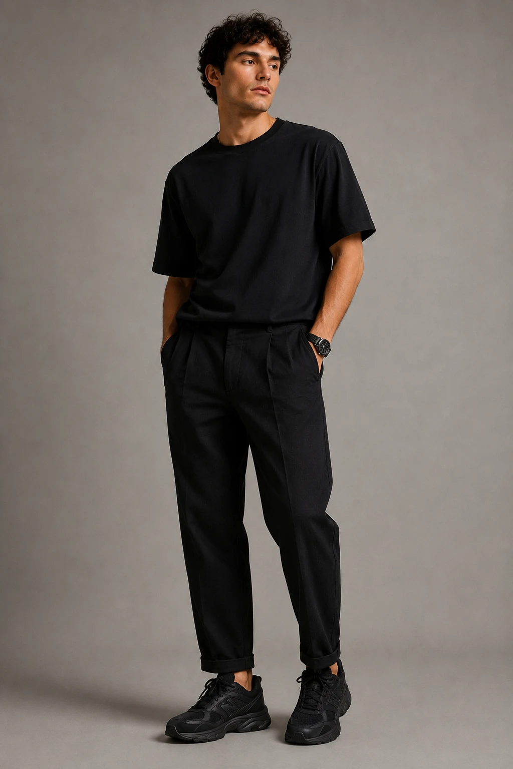 The Black-on-Black Summer Fit — new balance 9060 outfit men summer style outfit, worn by a stylish man