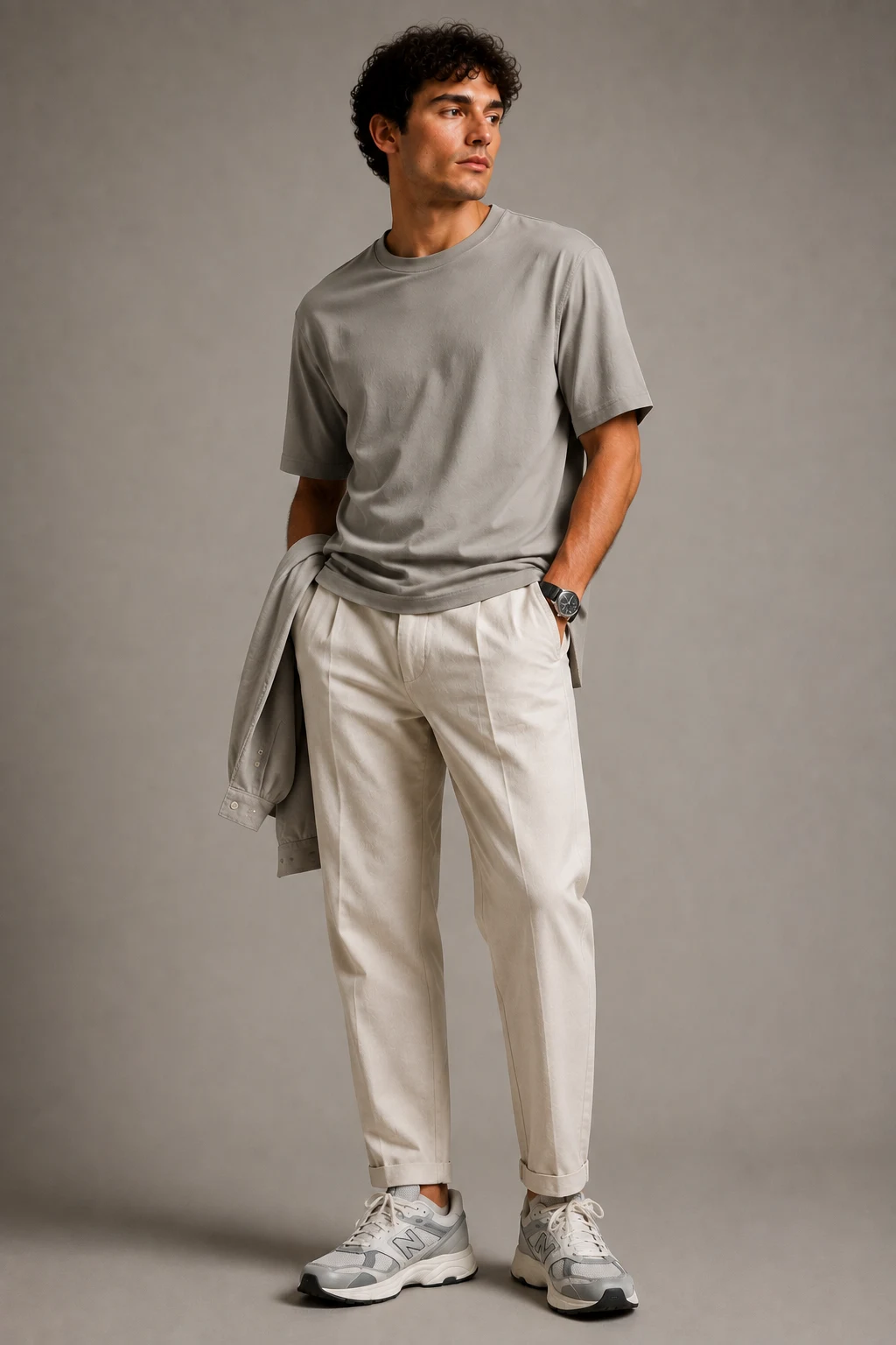The Cream & Grey Neutral Fit — new balance 9060 outfit men summer style outfit, worn by a stylish man