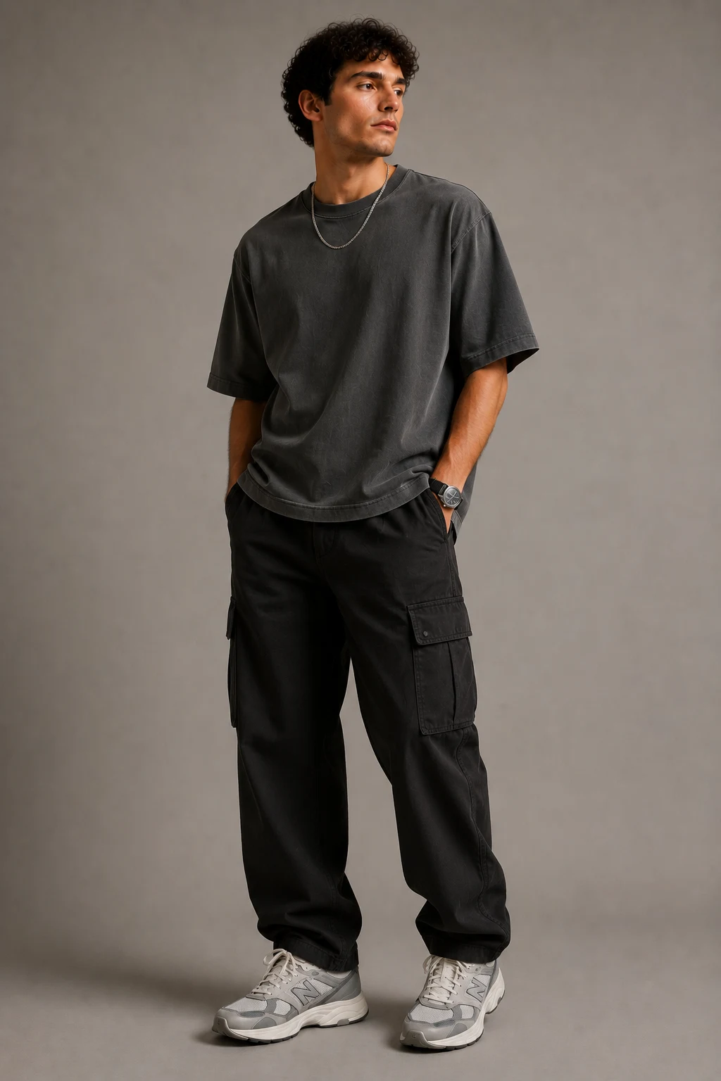 The Oversized Tee & Cargo Pants — new balance 9060 outfit men summer style outfit, worn by a stylish man