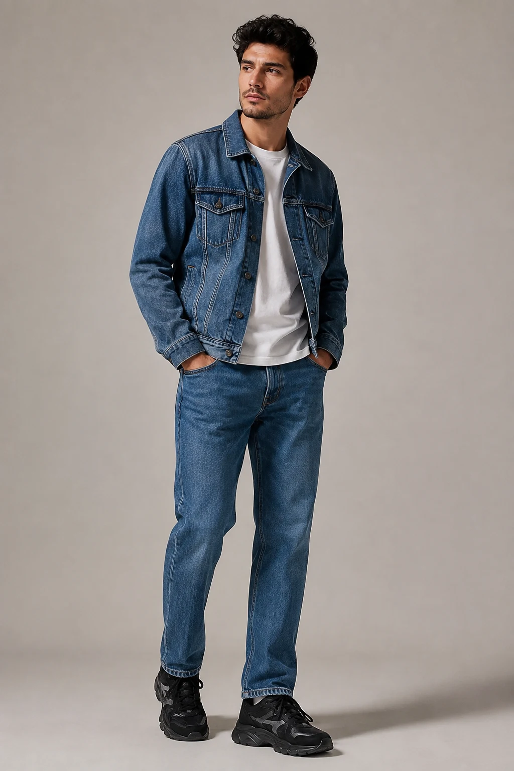The Blue Denim Weekend Classic — Outfits With 9060 New Balance Black Men style outfit, worn by a stylish man