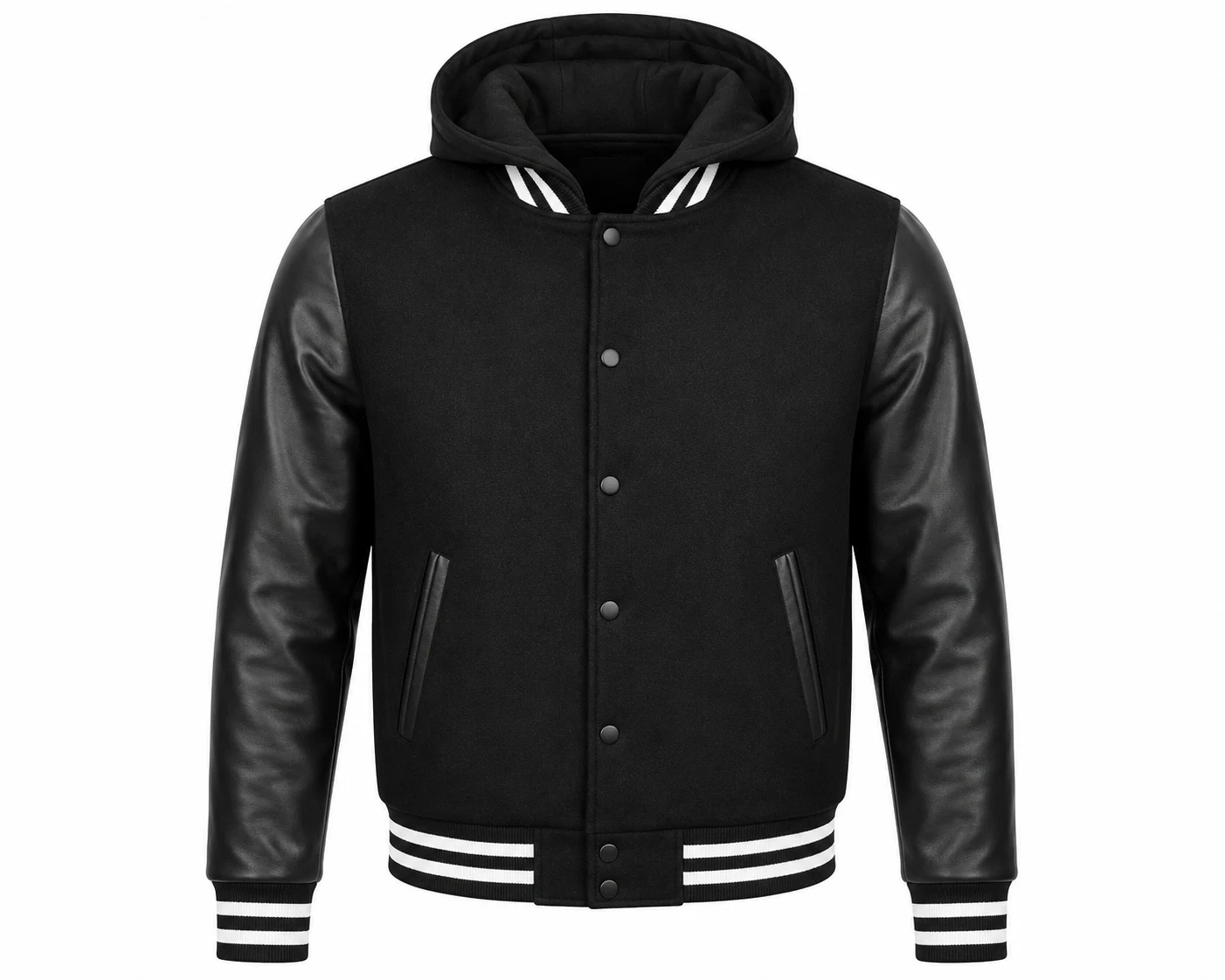 Hood Crew Men's Varsity Letterman Jacket Black