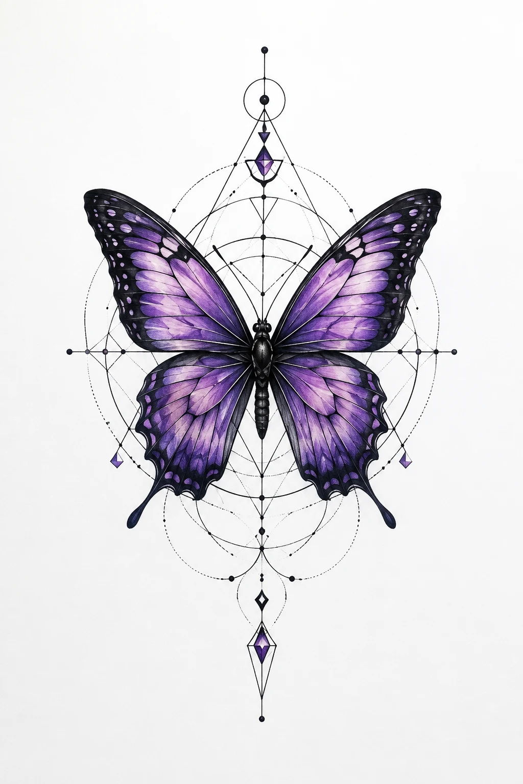 Geometric Purple Butterfly — purple butterfly tattoo style outfit