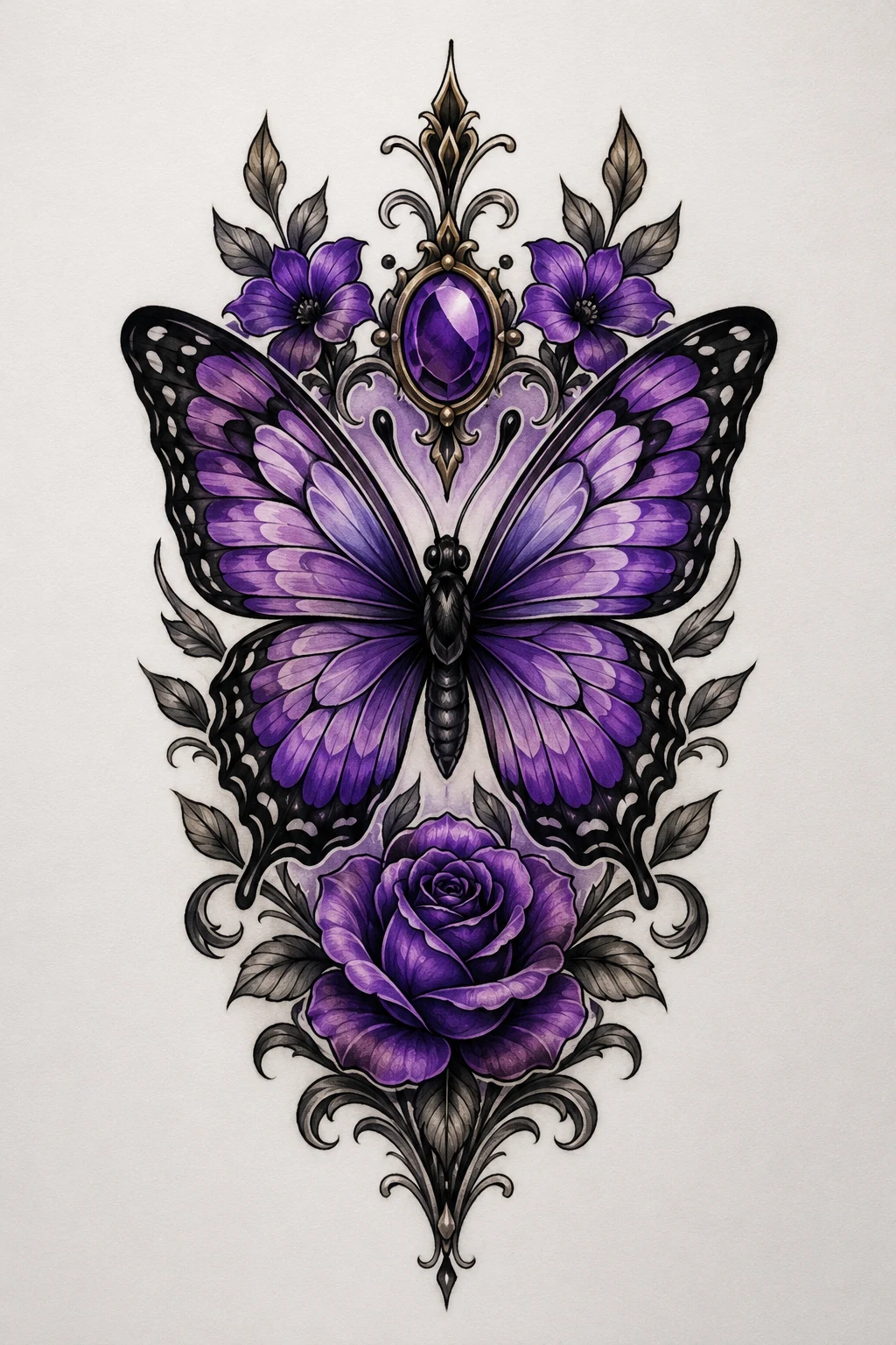 Neo-Traditional Purple Butterfly — purple butterfly tattoo style outfit