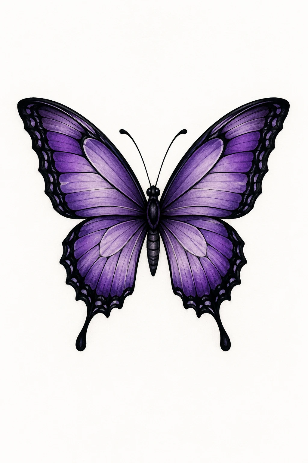 Purple Butterfly With Black Outline — purple butterfly tattoo style outfit
