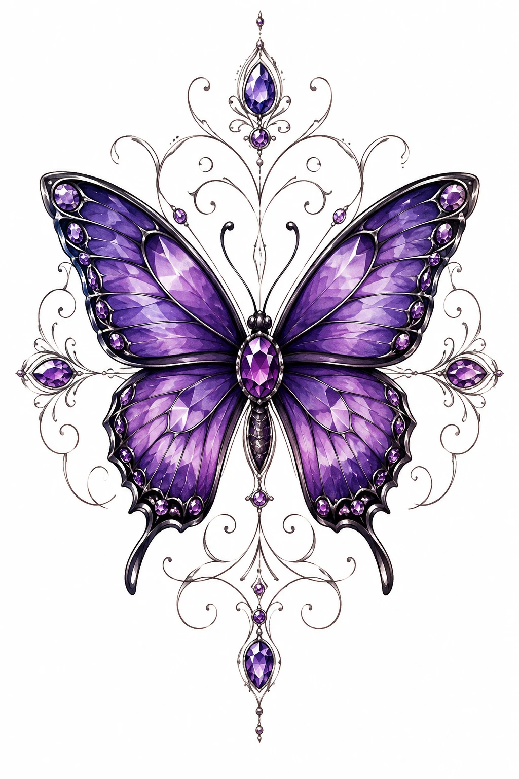 Amethyst Jewel-Wing Butterfly — purple butterfly tattoo style outfit