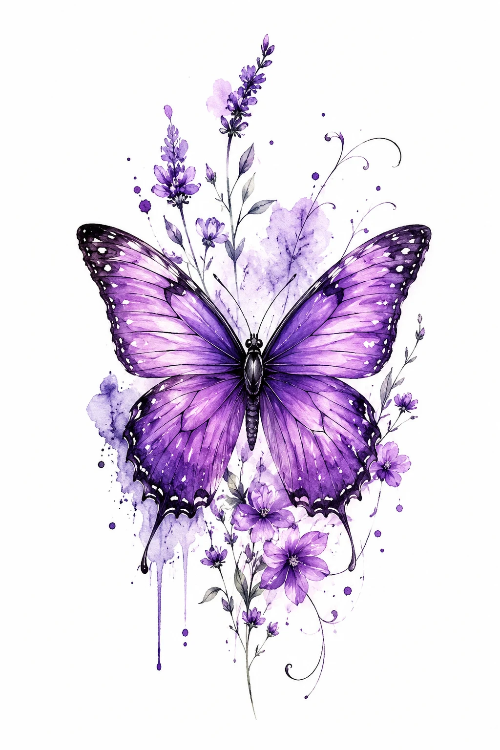 Watercolor Purple Butterfly — purple butterfly tattoo style outfit