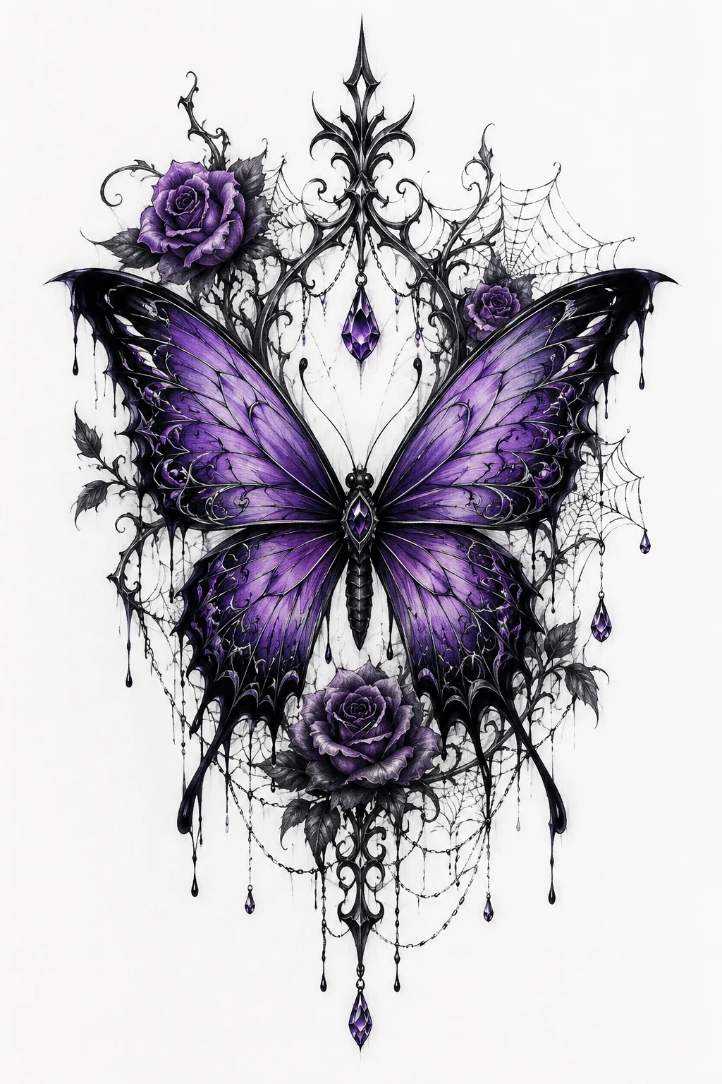 Gothic Purple Butterfly — purple butterfly tattoo style outfit
