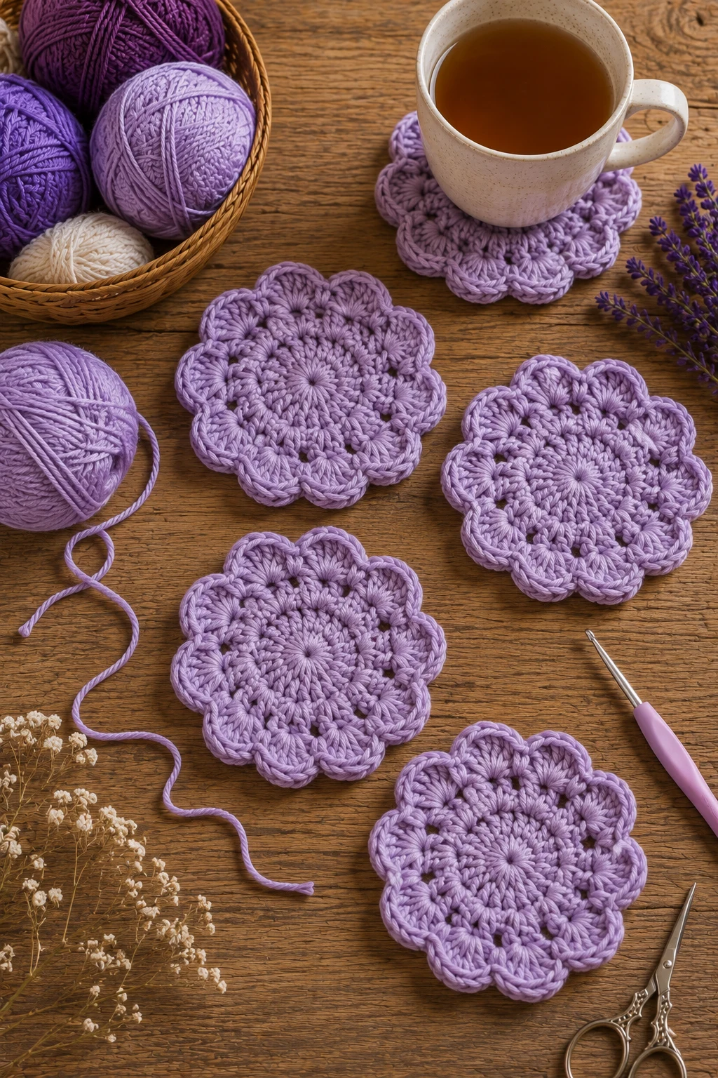 Lilac Coaster Set — purple crochet ideas style outfit