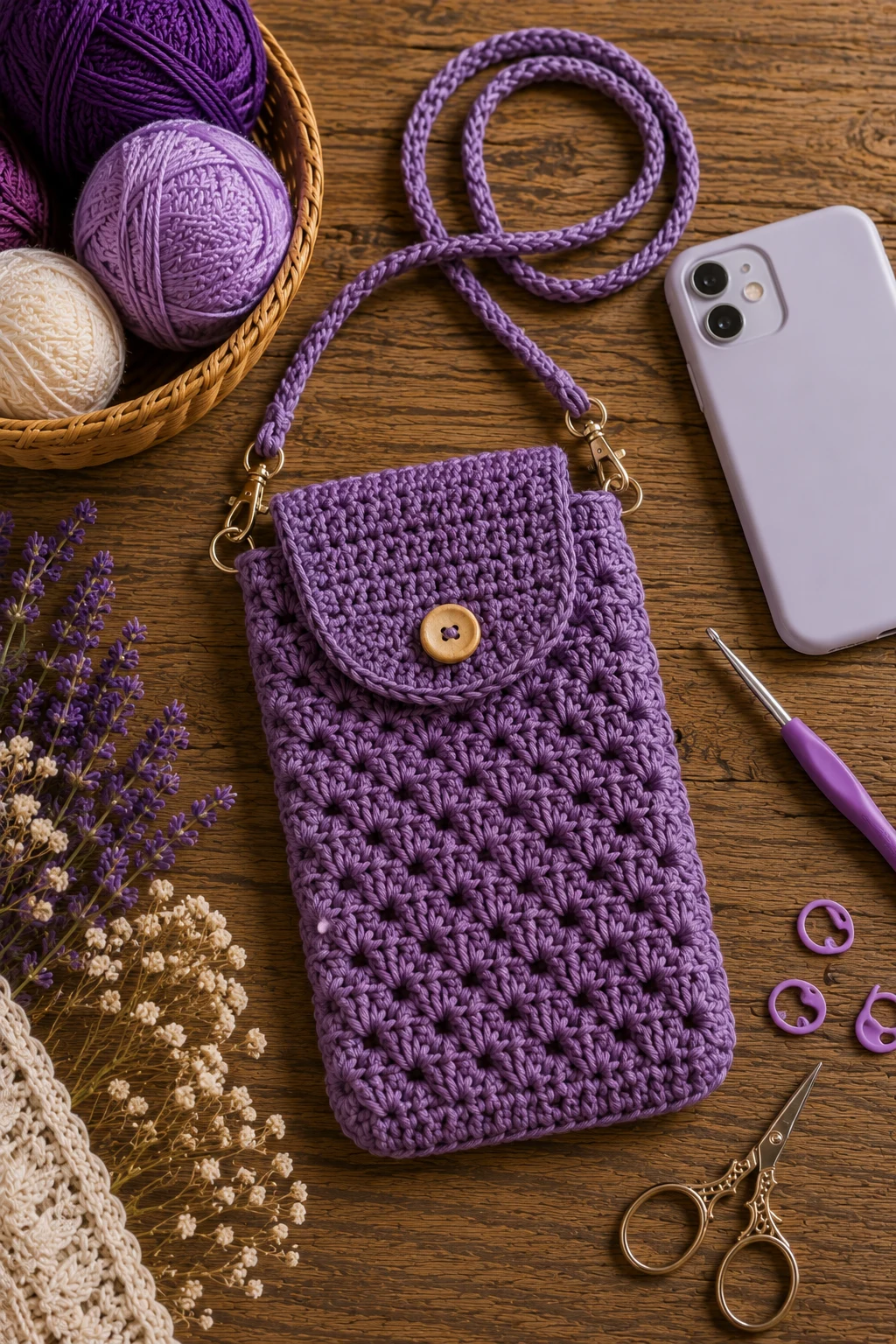Amethyst Phone Pouch — purple crochet ideas style outfit
