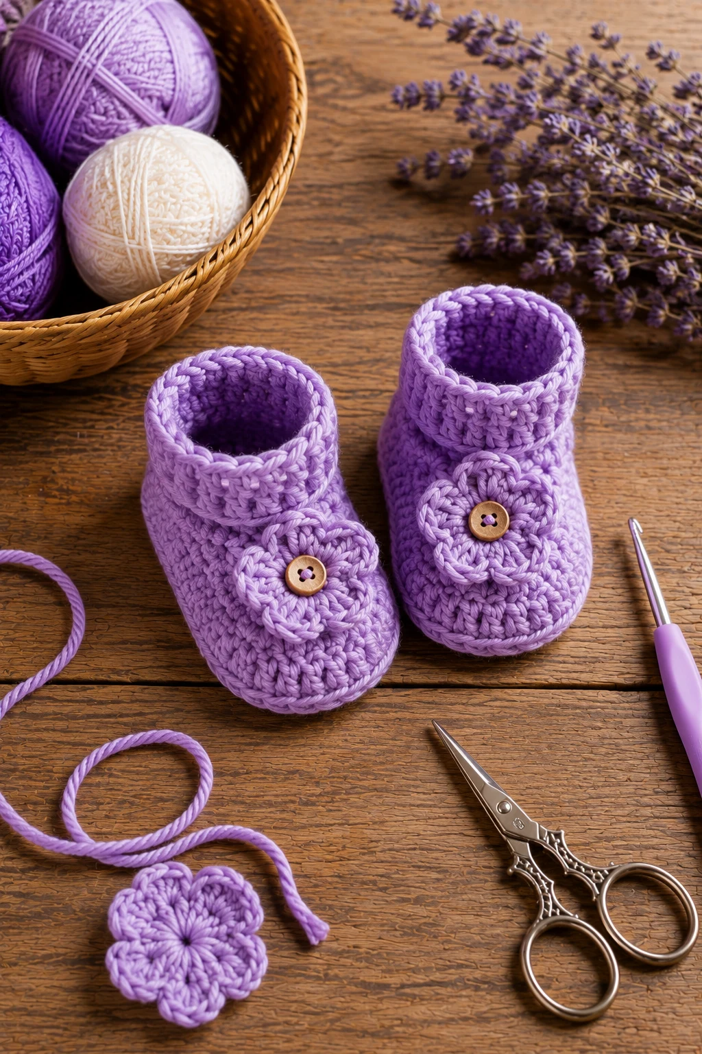 Lavender Baby Booties — purple crochet ideas style outfit
