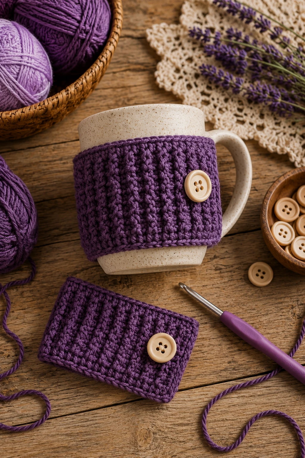 Amethyst Crochet Mug Cozy — purple crochet ideas style outfit