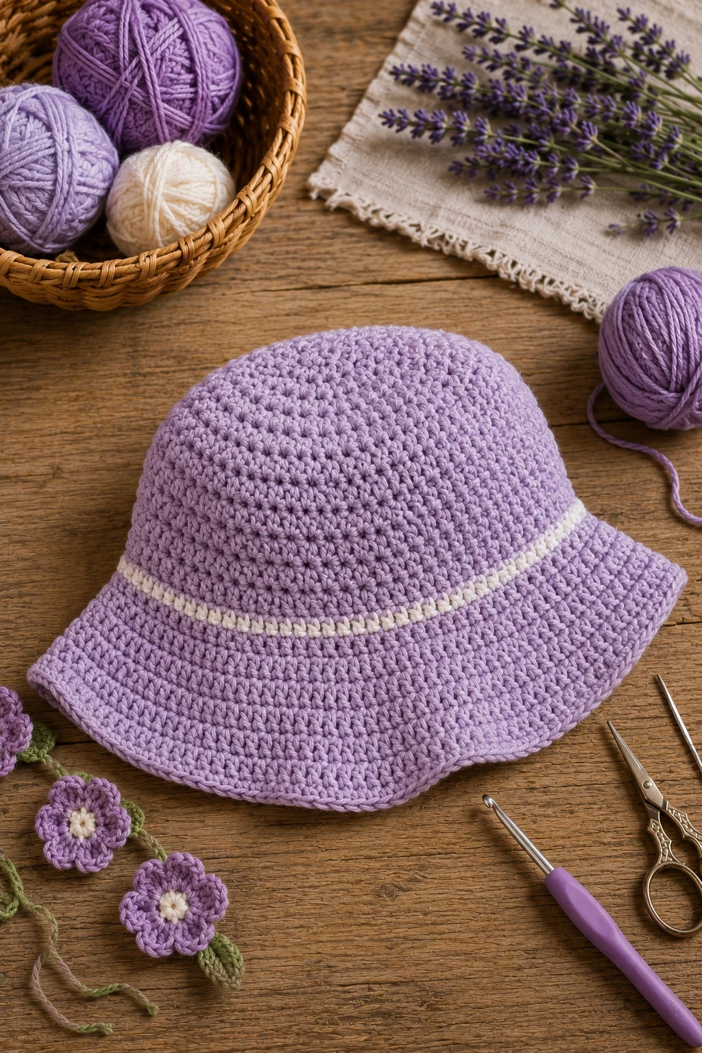 Lavender Bucket Hat — purple crochet ideas style outfit
