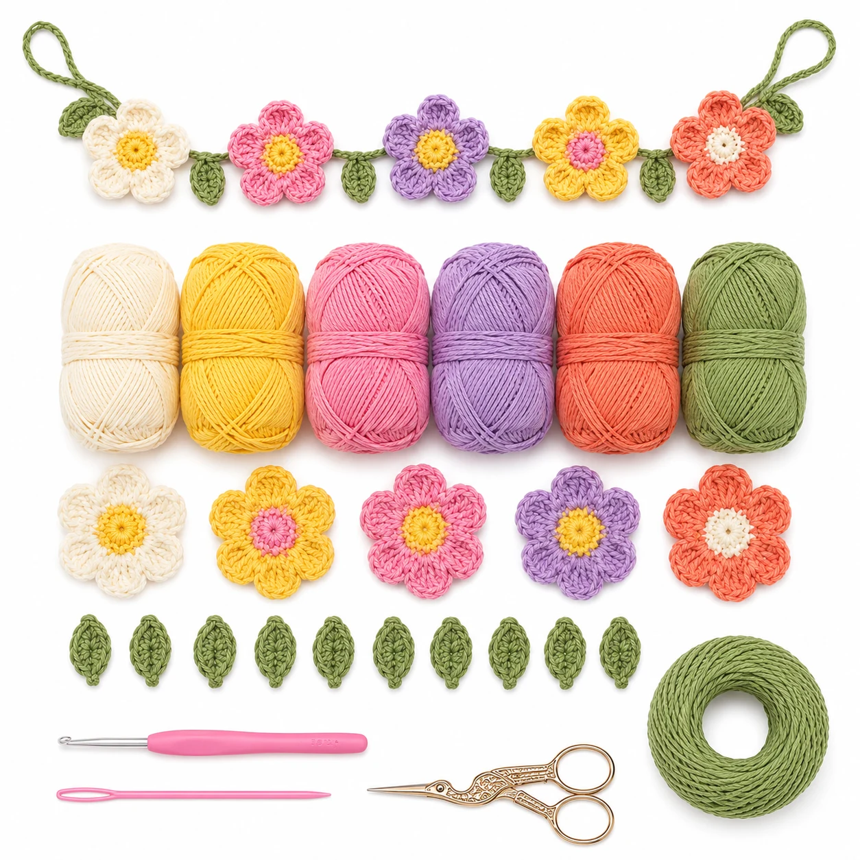 Crochet Flower Garland Kit
