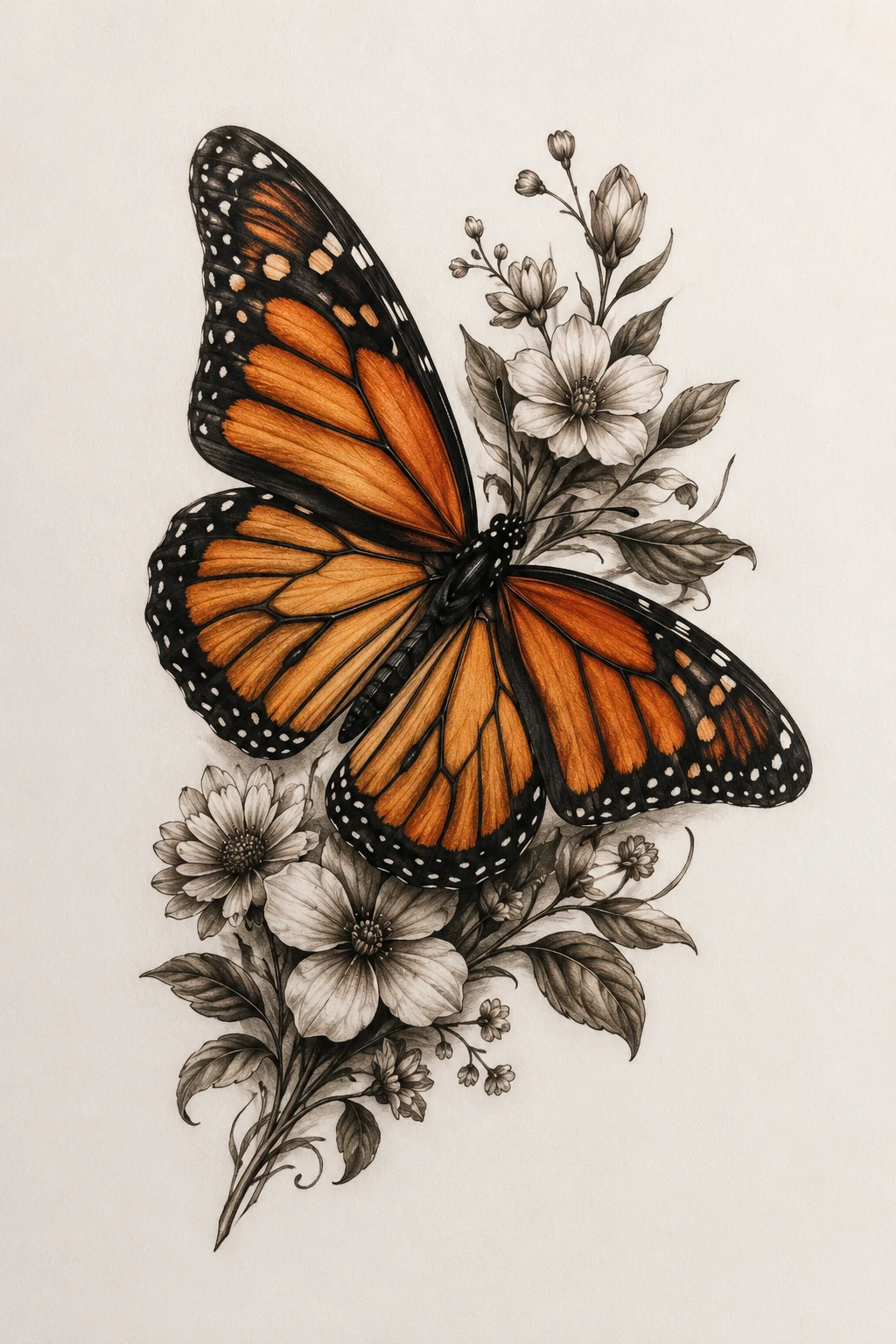 Monarch Realistic Butterfly Tattoo — realistic butterfly tattoo style outfit