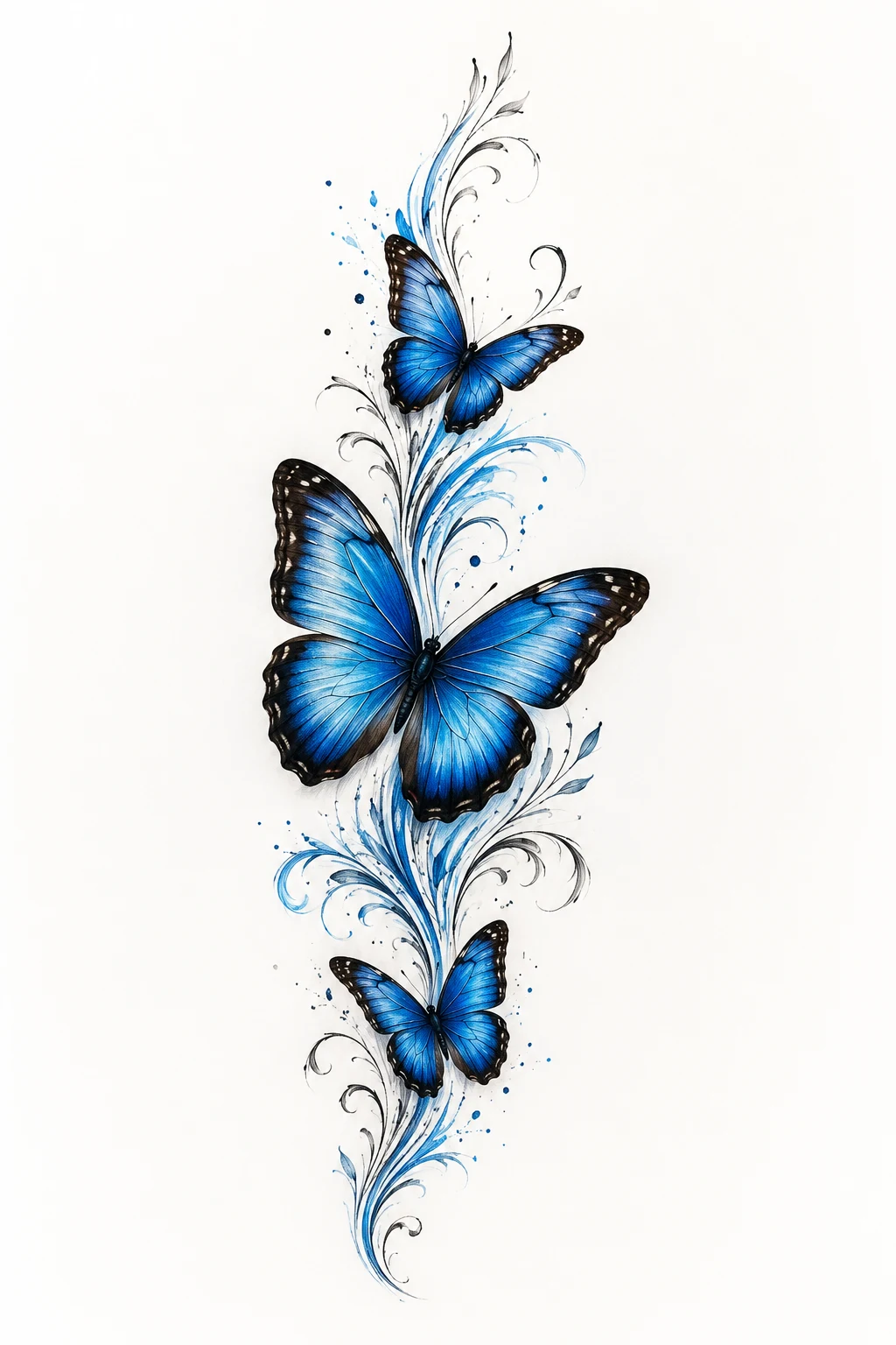 Blue Morpho Dream — realistic butterfly tattoo style outfit