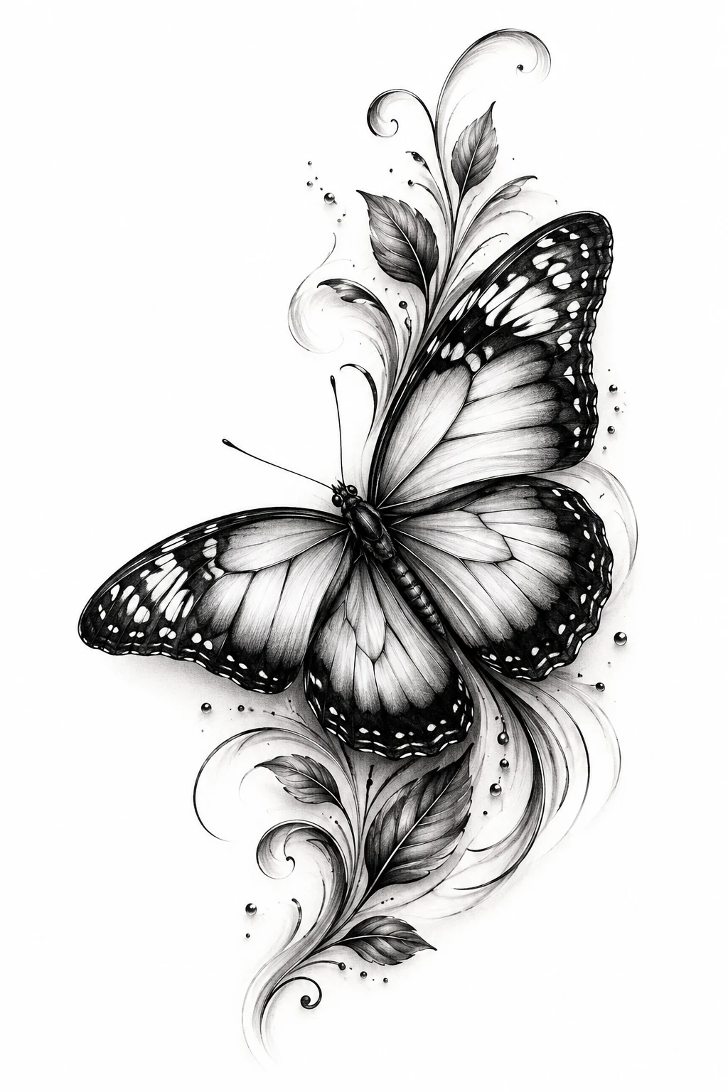 Realistic Butterfly Tattoo in Black and Grey — realistic butterfly tattoo style outfit