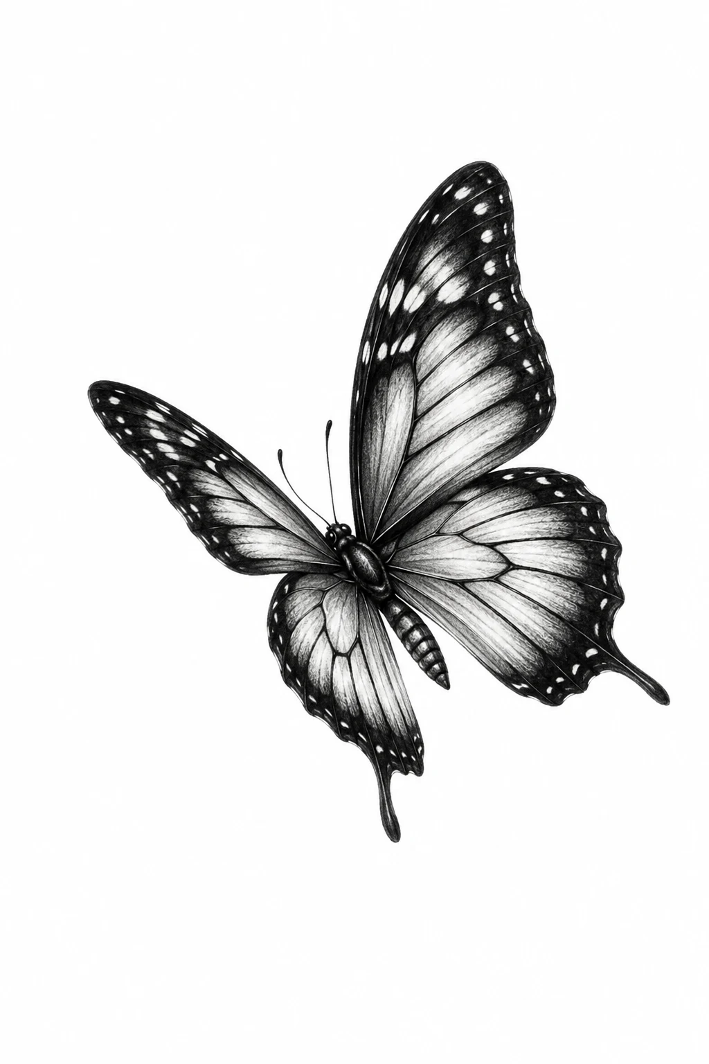 Butterfly in Flight — realistic butterfly tattoo style outfit