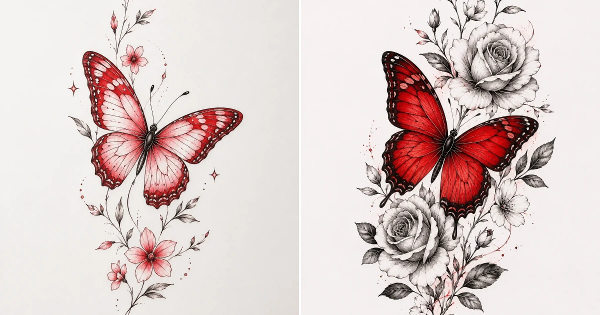 Red butterfly tattoo: 10 Beautiful Tattoo Ideas red butterfly tattoo