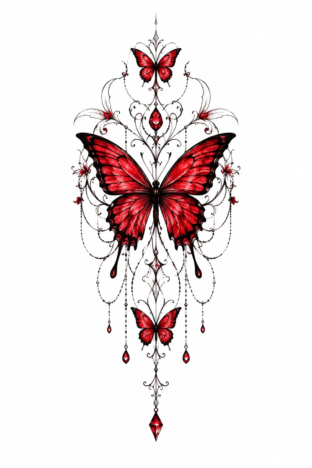 Outfit 3 — red butterfly tattoo style outfit