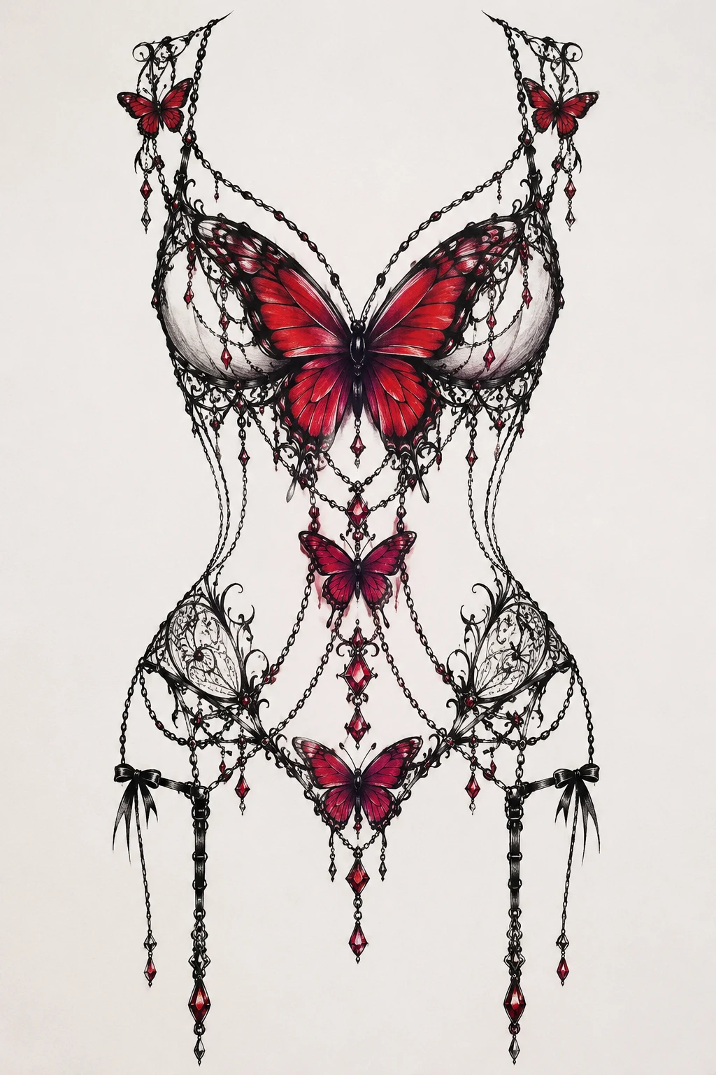 Outfit 4 — red butterfly tattoo style outfit