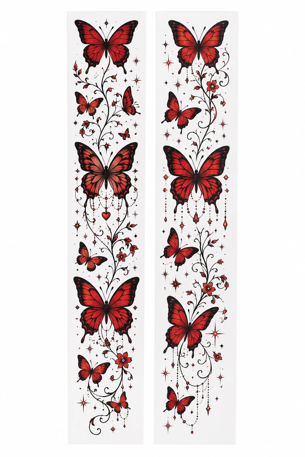 Large Red Butterfly Temporary Tattoo Sleeve Stickers