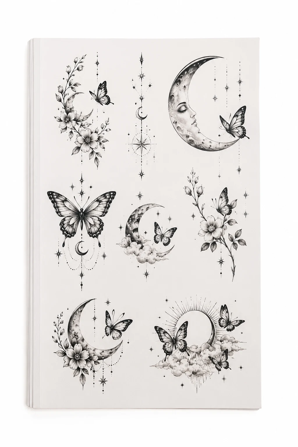 Celestial Tattoo Designs: Moon, Stars & Butterflies