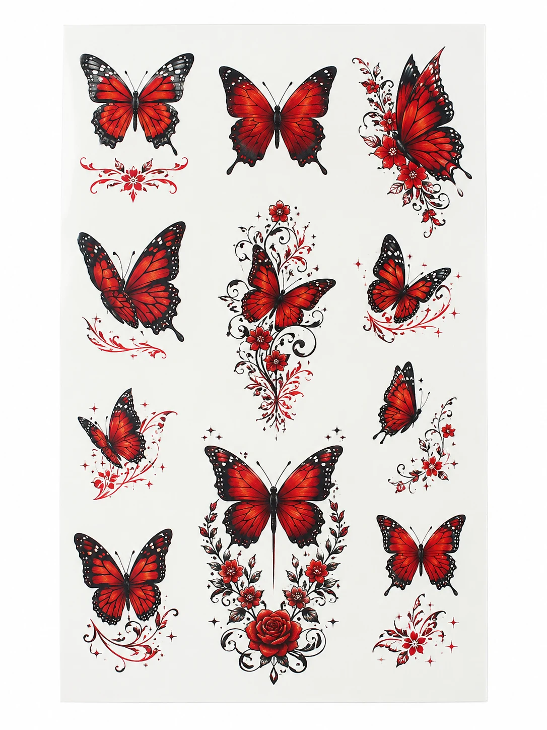 Red Butterfly Temporary Tattoo Stickers