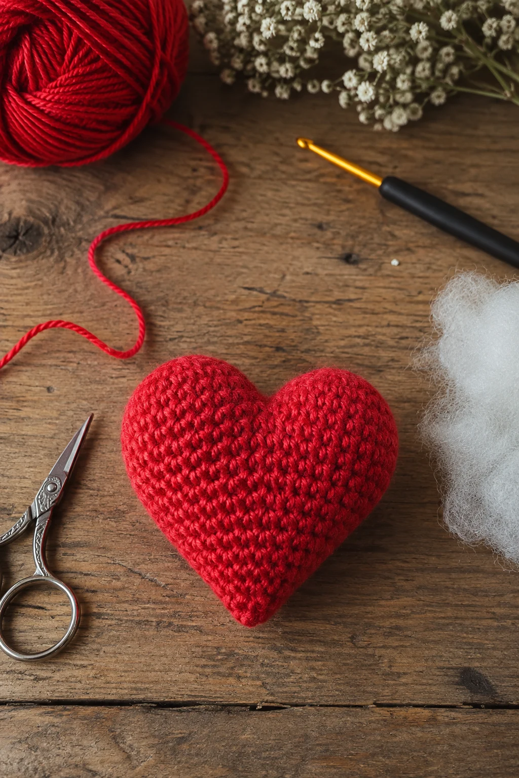 Classic Red Crochet Heart — red yarn crochet ideas style outfit