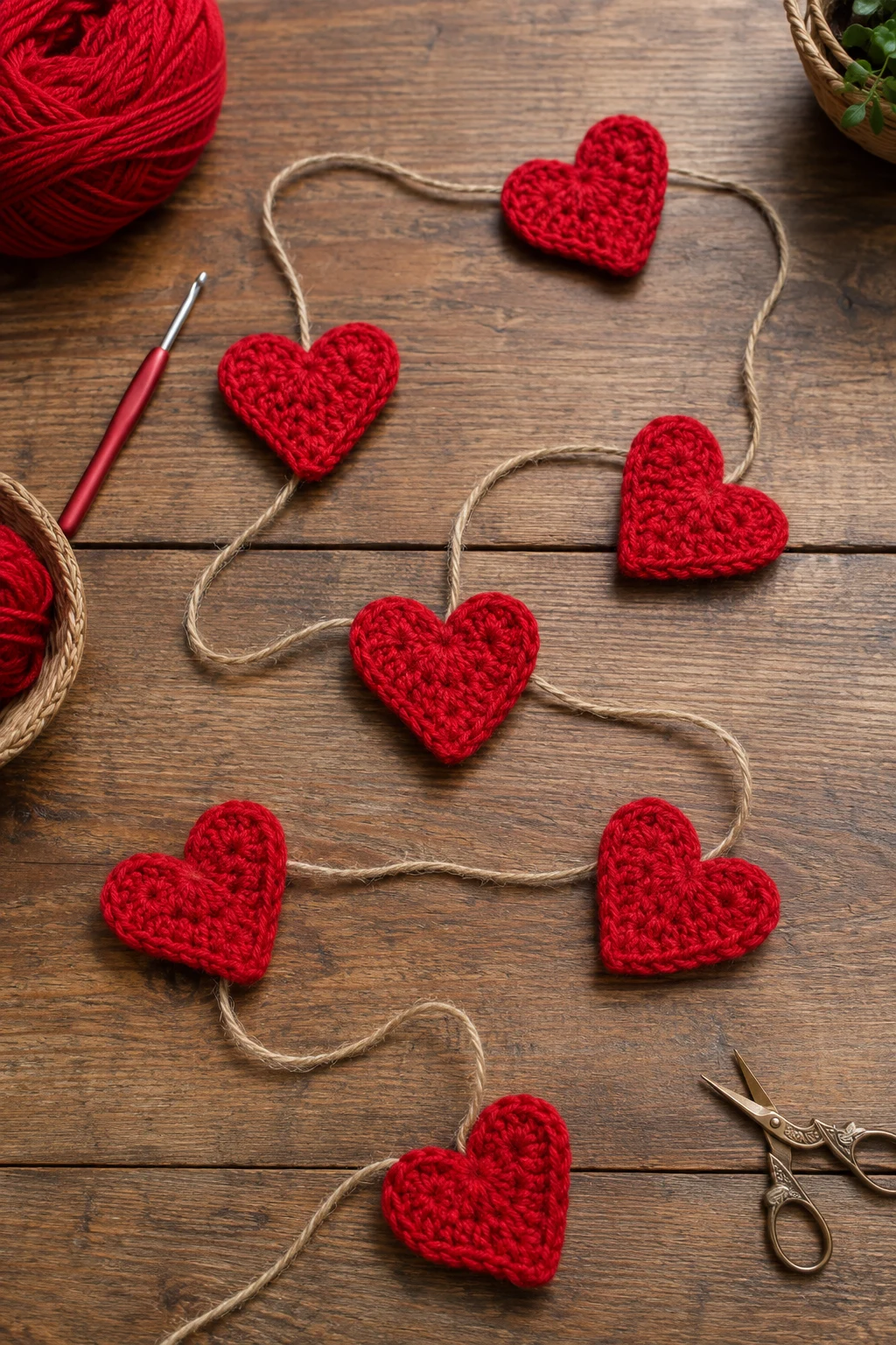 Red Yarn Crochet Ideas for a Heart Garland — red yarn crochet ideas style outfit