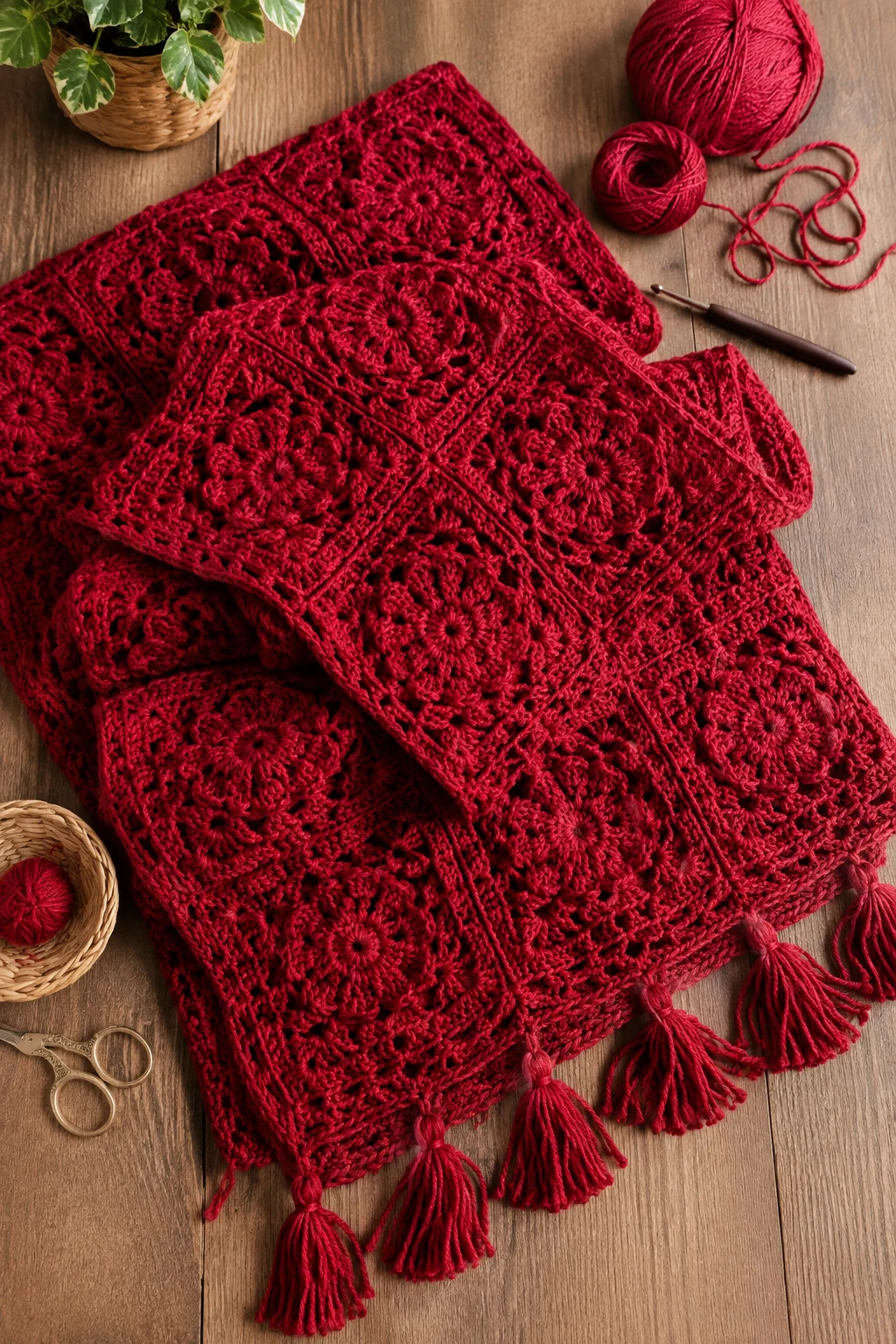 Red Wool Crochet Ideas for a Statement Throw — red yarn crochet ideas style outfit