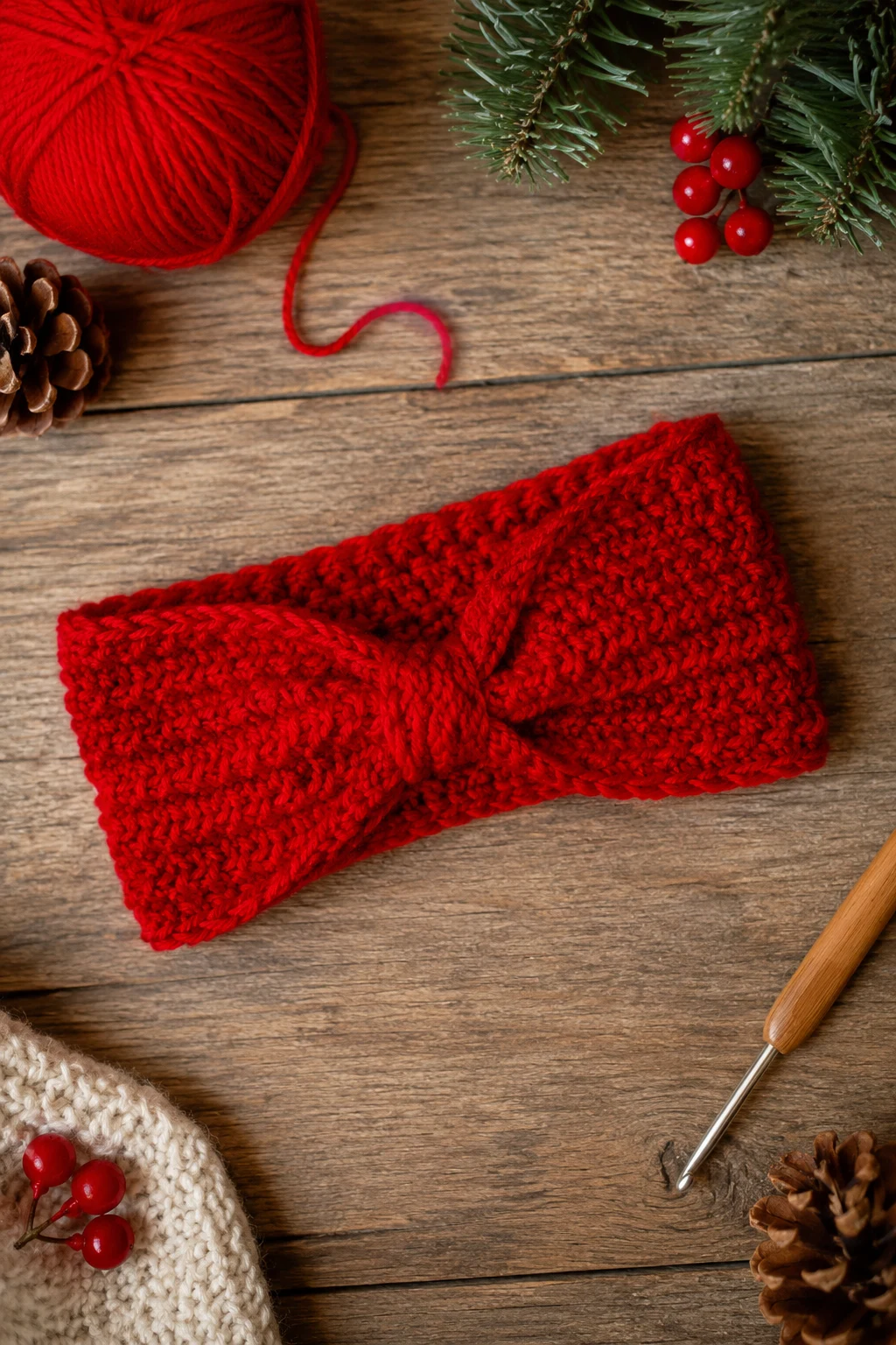 Scarlet Crochet Headband — red yarn crochet ideas style outfit