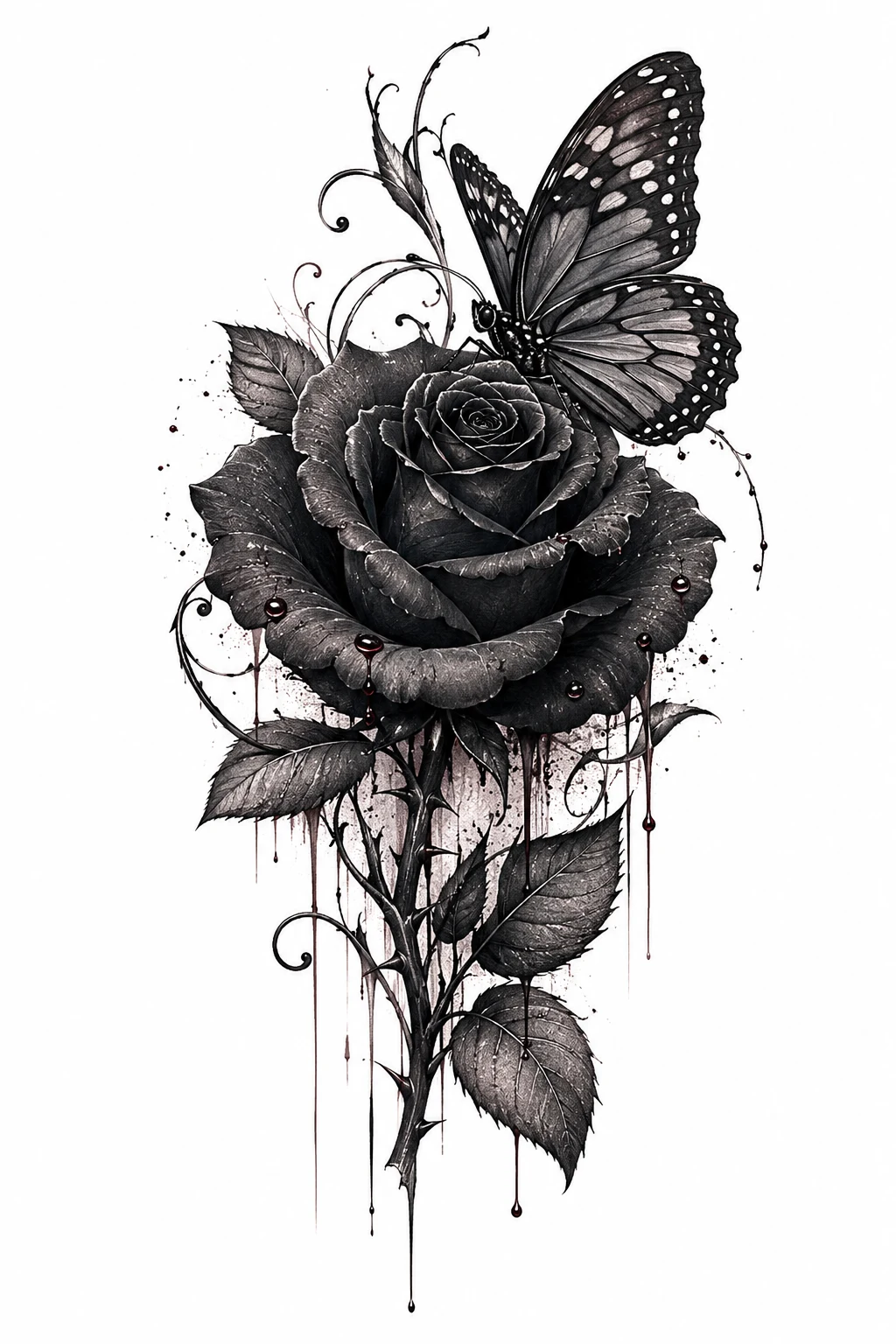Gothic Rose and Butterfly — rose and butterfly tattoo design style outfit